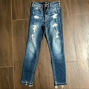 High Rise Jeans Cropped Distressed Hollister